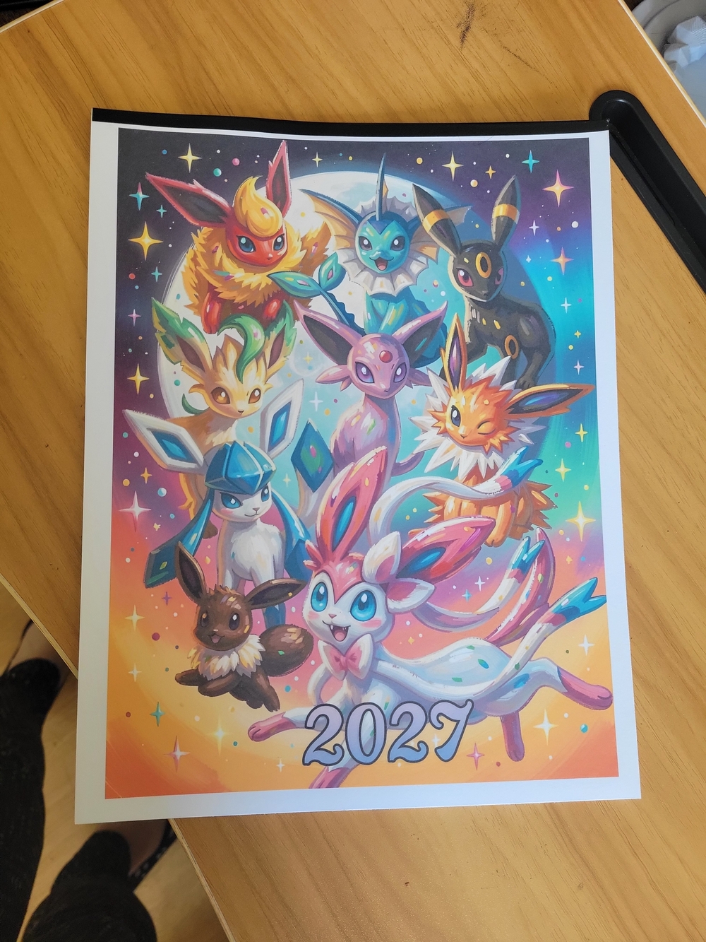 💀NEW💀 Hand Crafted Home Office Calendar 2027 - Multicolor Fantasy Eeveelutions